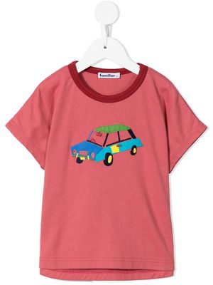 Familiar car appliqué cotton T-shirt - Pink