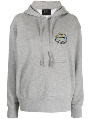 Markus Lupfer floral-embroidered cotton hoodie - Grey