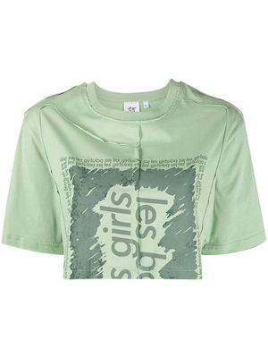 Les Girls Les Boys deconstructed graphic cropped T-shirt - Green