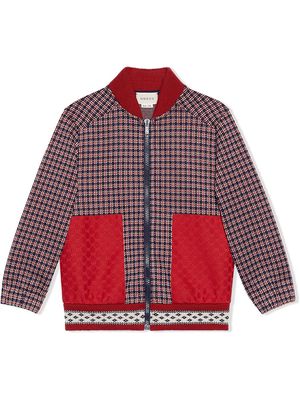Gucci Kids houndstooth bomber jacket - Red