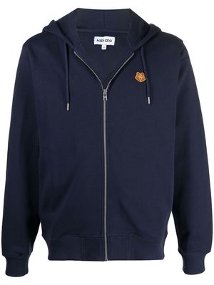 Kenzo logo-patch zip-up hoodie - Blue