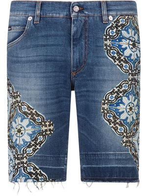 Dolce & Gabbana embellished denim shorts - Blue