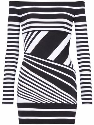 Balmain jacquard-stripe minidress - Black