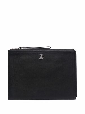 Zadig&Voltaire zip-up leather clutch bag - Black