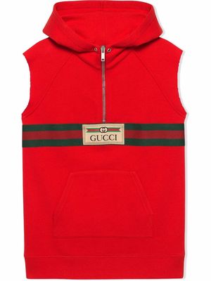 Gucci Kids logo-tape sleeveless hoodie - Red