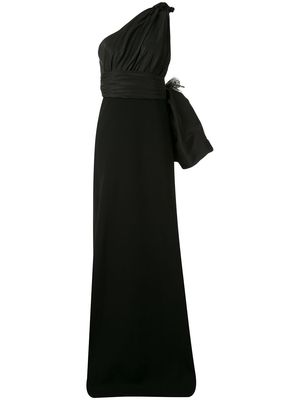 Gucci one-shouldered floral detail evening dress - Black