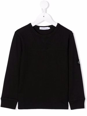 Calvin Klein Kids logo-patch cotton sweatshirt - Black