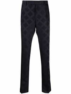 Versace rhombus-pattern pinstripe wool trousers - Blue