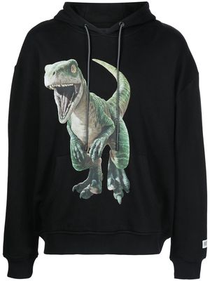 Mostly Heard Rarely Seen Dino-print drawstring hoodie - Black
