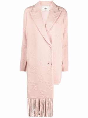 Fendi FF Karligraphy motif double-breasted coat - Pink