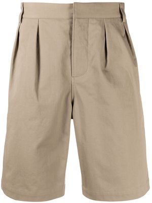 Saint Laurent pleat-detail knee length shorts - Neutrals