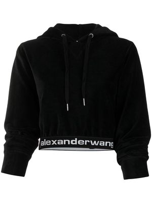 Alexander Wang logo cropped hoodie - Black