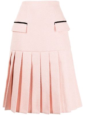 Huishan Zhang textured flap-pockets pleated skirt - Pink
