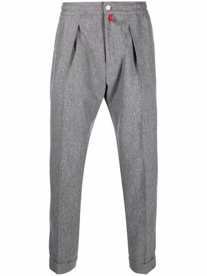 Kiton pressed-crease straight-leg trousers - Grey