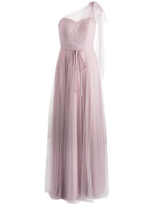 Marchesa Notte Bridesmaids one-shoulder floor-length gown - Pink