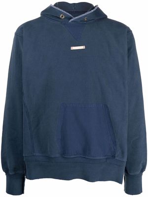 Maison Margiela patch-detail long-sleeve hoodie - Blue
