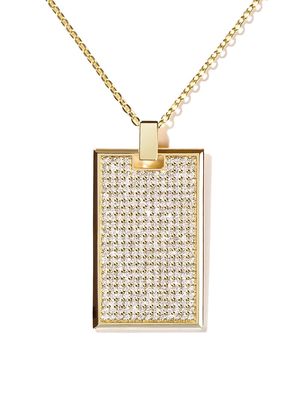 AS29 18kt yellow gold TAG large pavé diamond rectangle pendant necklace