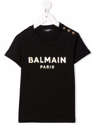 Balmain Kids logo-print cotton T-shirt - Black
