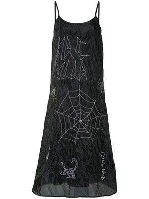 Haculla embroidered shift silk dress - Black