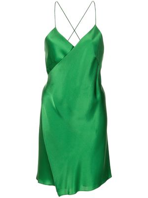 Michelle Mason satin wrap mini dress - Green