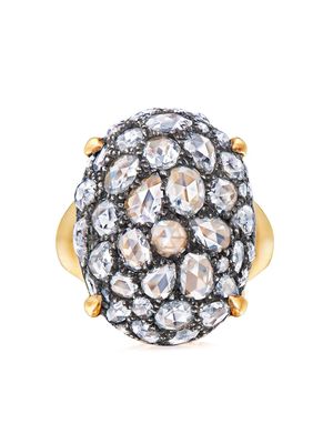 FRED LEIGHTON 18kt yellow gold rose cut diamond oval bombe cocktail ring
