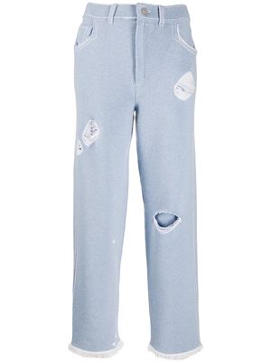 Barrie denim-inspired boyfriend trousers - Blue