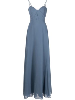 Marchesa Notte Bridesmaids long spaghetti-strap dress - Blue