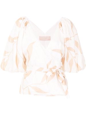 Keepsake The Label Alpine leaf-print linen blouse - Pink