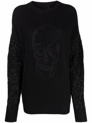 Philipp Plein crystal-embellished knitted jumper - Black