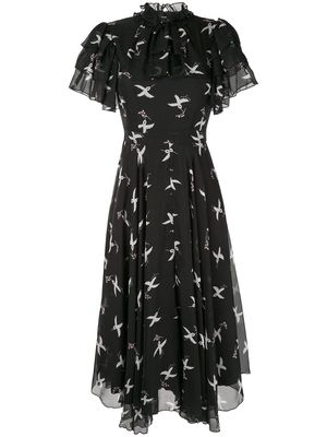 Macgraw Flight Bird Print dress - Black