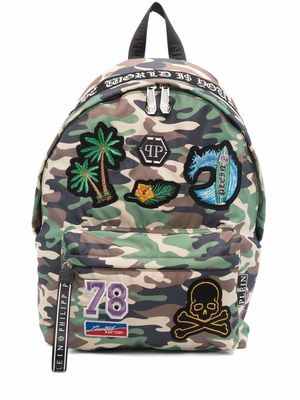 Philipp Plein mixed-patches backpack - Green