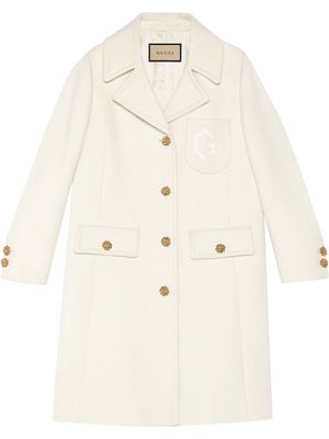 Gucci Double G embroidered button-front coat - White