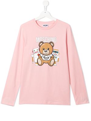 Moschino Kids logo-print long-sleeve T-shirt - Pink