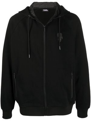 Karl Lagerfeld drawstring hood bomber jacket - Black