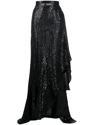 AMI Paris sequin-embellished ruffled skirt - Black