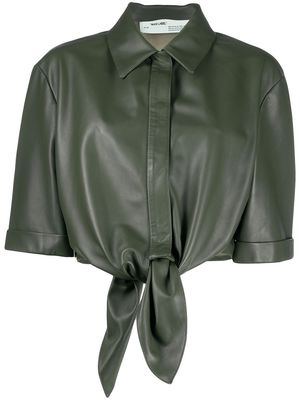 Off-White leather bow baseball shirt - Green
