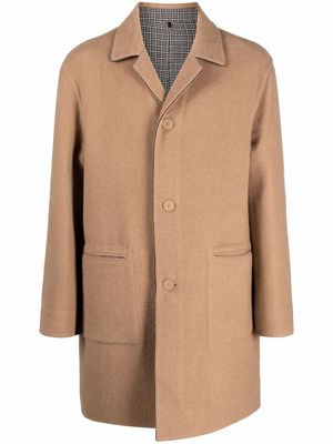 Fendi single-breasted virgin wool-blend coat - Brown
