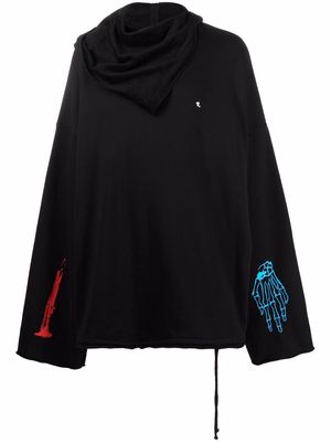 Raf Simons deconstructed graphic-print jersey hoodie - Black