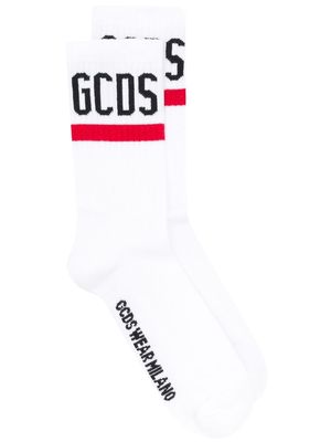 Gcds ribbed contrast logo socks - White