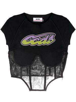 Gcds logo-print corset T-shirt - Black