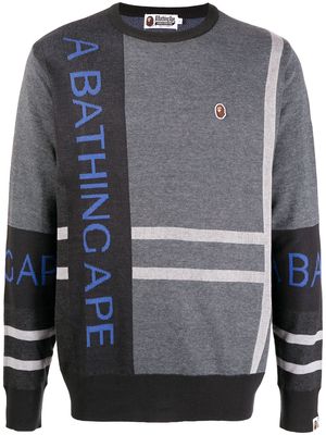 A BATHING APE® Ape Head patch intarsia sweater - Grey