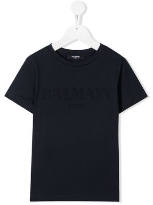 Balmain Kids logo-print cotton T-Shirt - Blue