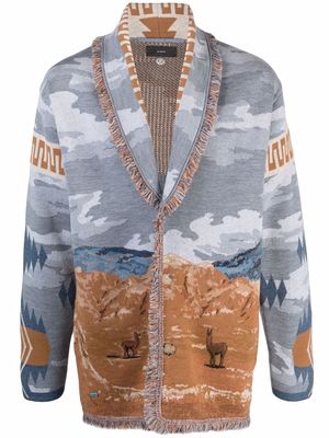 Alanui graphic-print knitted cardigan - Blue