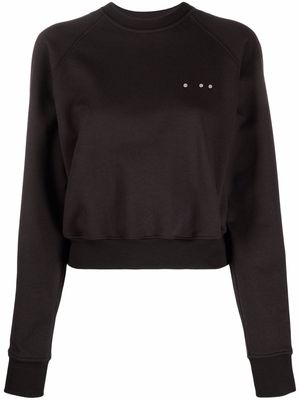 There Was One stud-detail fleece cropped sweatshirt - Black