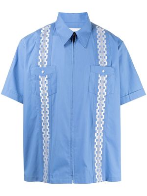 Ports V geometric band cotton shirt - Blue