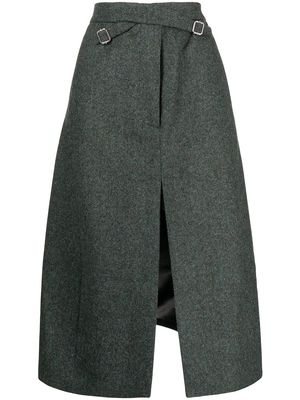 EFTYCHIA slit-detail A-line skirt - Green