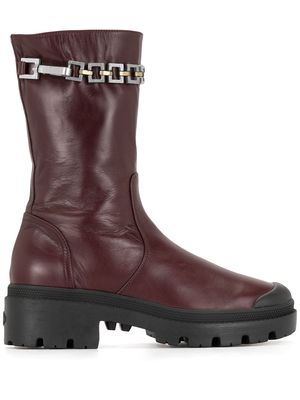 Madison.Maison chain-embellished mid-calf boots - Red