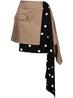 Monse contrast-panel polka dot mini skirt - Black