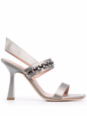 Alberta Ferretti chain-detail leather sandals - Grey