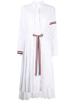 Thom Browne 2-in-1 Norfolk pleated shirtdress - White